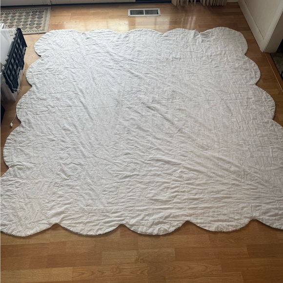 80x80 Gorgeous Vintage Double Wedding Ring Quilt - Needs Repair/Has a Few Stains - Picture 8 of 8